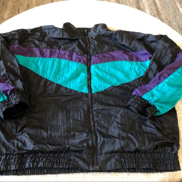 Retro Active Wear NYLON TRACK SUIT Wind Breaker Zip up Jacket Size L. - Picture 2 of 8